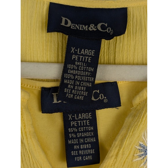 100% Cotton Butter Yellow Gauze Floral Embroidered Long Sleeve XL P Cottagecore - Picture 6 of 10